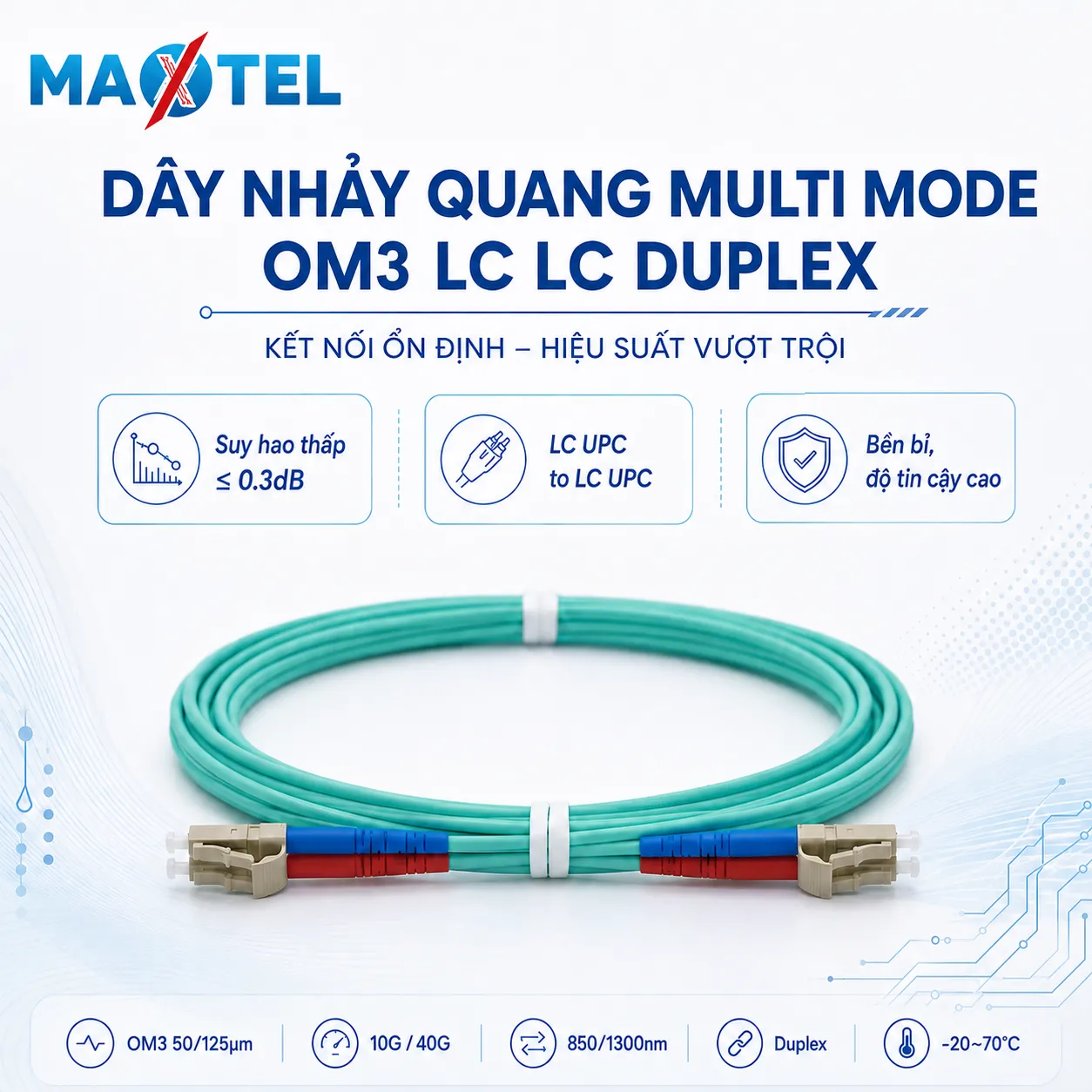 Dây Nhảy Quang Multi Mode OM3 LC LC Duplex 1_1 Dây Nhảy Quang Multi Mode OM3 LC LC Duplex 1_1