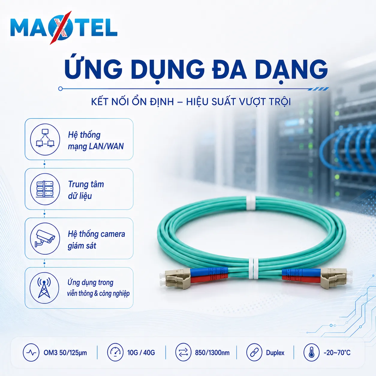 Dây Nhảy Quang Multi Mode OM3 LC LC Duplex 9_9 Dây Nhảy Quang Multi Mode OM3 LC LC Duplex 9_9