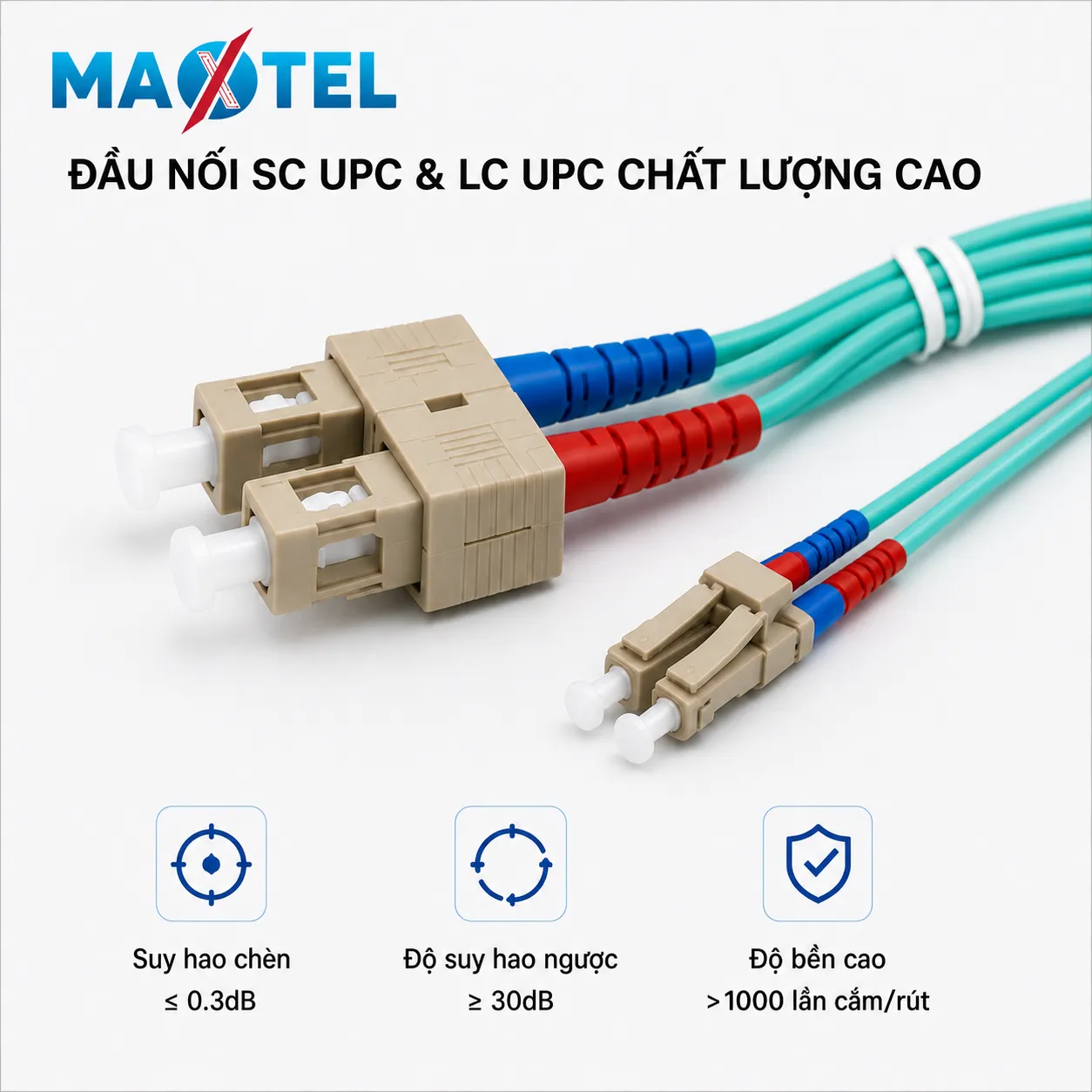Dây Nhảy Quang Multi Mode OM3 SC LC Duplex 4_4 Dây Nhảy Quang Multi Mode OM3 SC LC Duplex 4_4