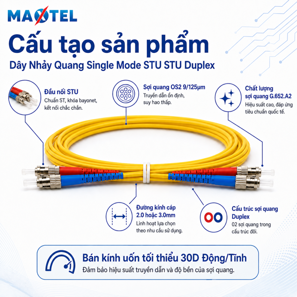 Dây Nhảy Quang Single Mode ST ST Duplex 6