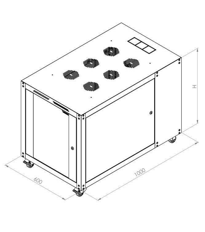 minh họa chiều sâu tủ Rack D1000