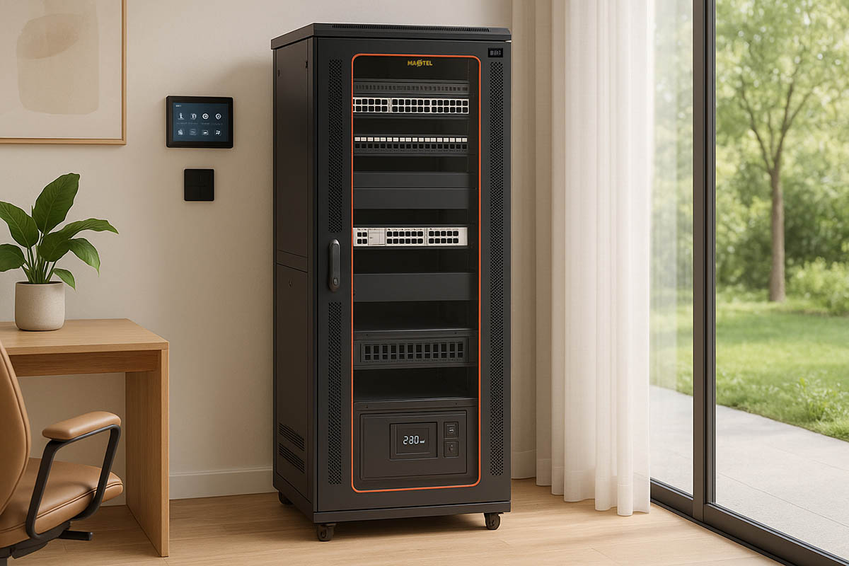 tủ rack có lắp đặt bánh xe để dễ dàng di chuyển