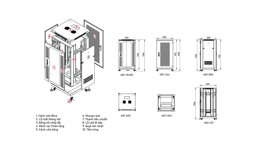 Tủ Rack 22U Series Maxtel - MAXTEL