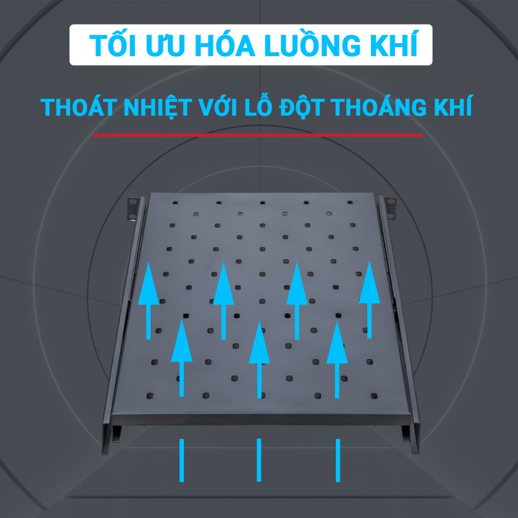 Lỗ đột thoát khí của khay trượt tủ rack 1UD600 Maxtel