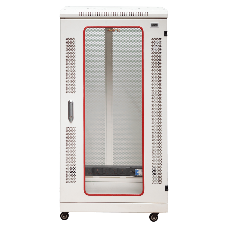 Tủ rack 22U D600 Maxtel mặt kính mica, khóa cơ an toàn