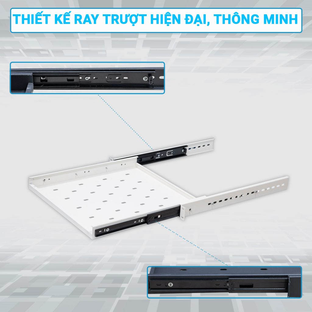 Thiết kế ray trượt hiện đại của khay trượt tủ rack 1UD600