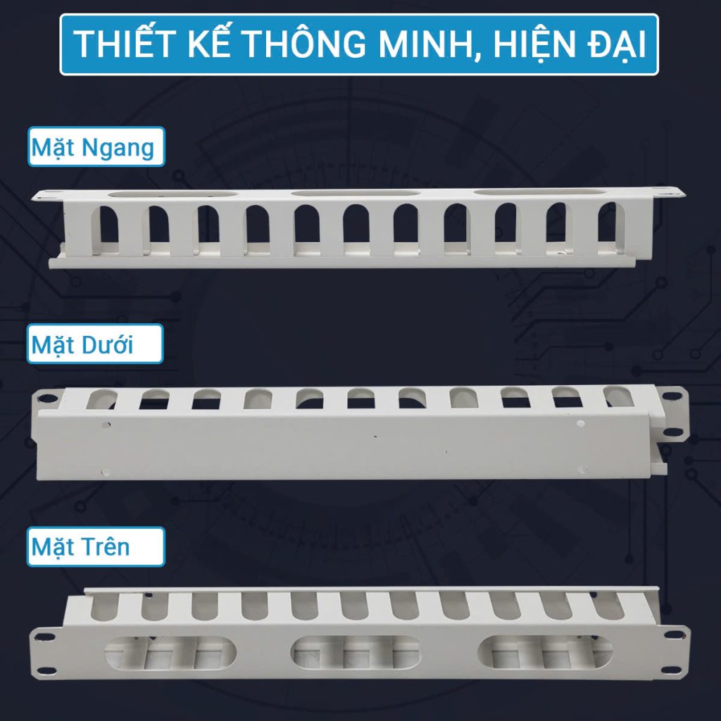 Thiết kế thông minh của thanh quản lý cáp 1u chuẩn 19inch