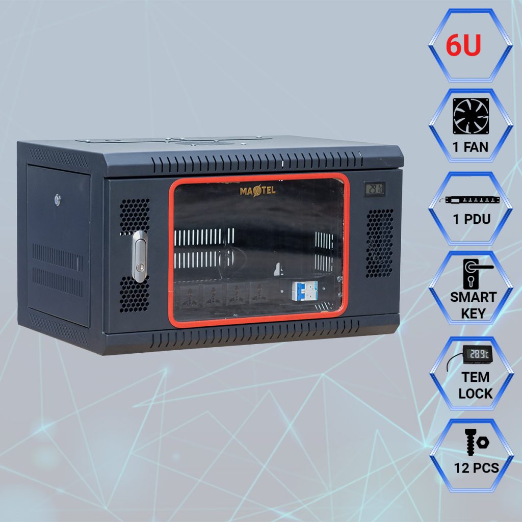 Tủ rack 6U MAXTEL Series treo tường màu đen