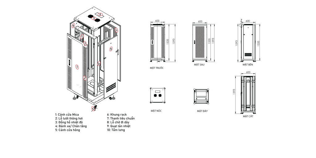 bản thiết kế tủ rack 32U Series MAXTEL