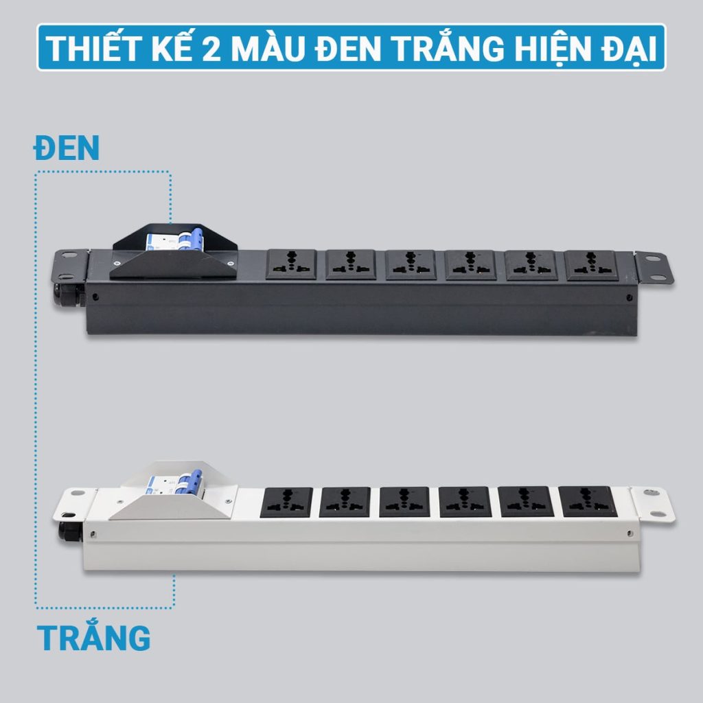 Thanh nguồn PDU Maxtel được thiết kế với 2 màu sắc trắng, đen