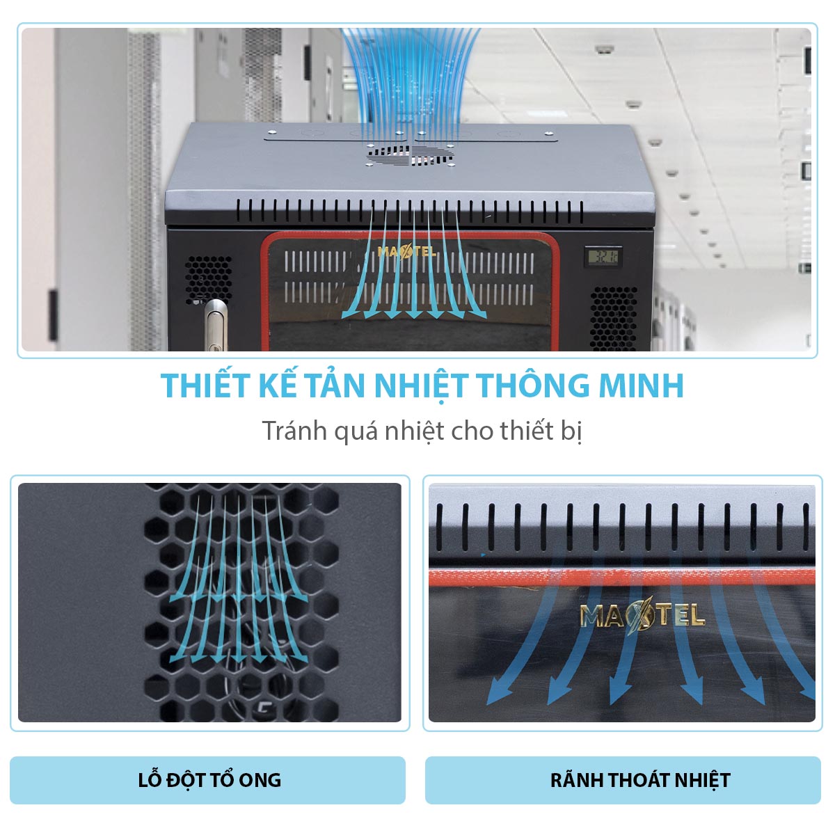 Khả năng tản nhiệt tủ rack 12U Maxtel