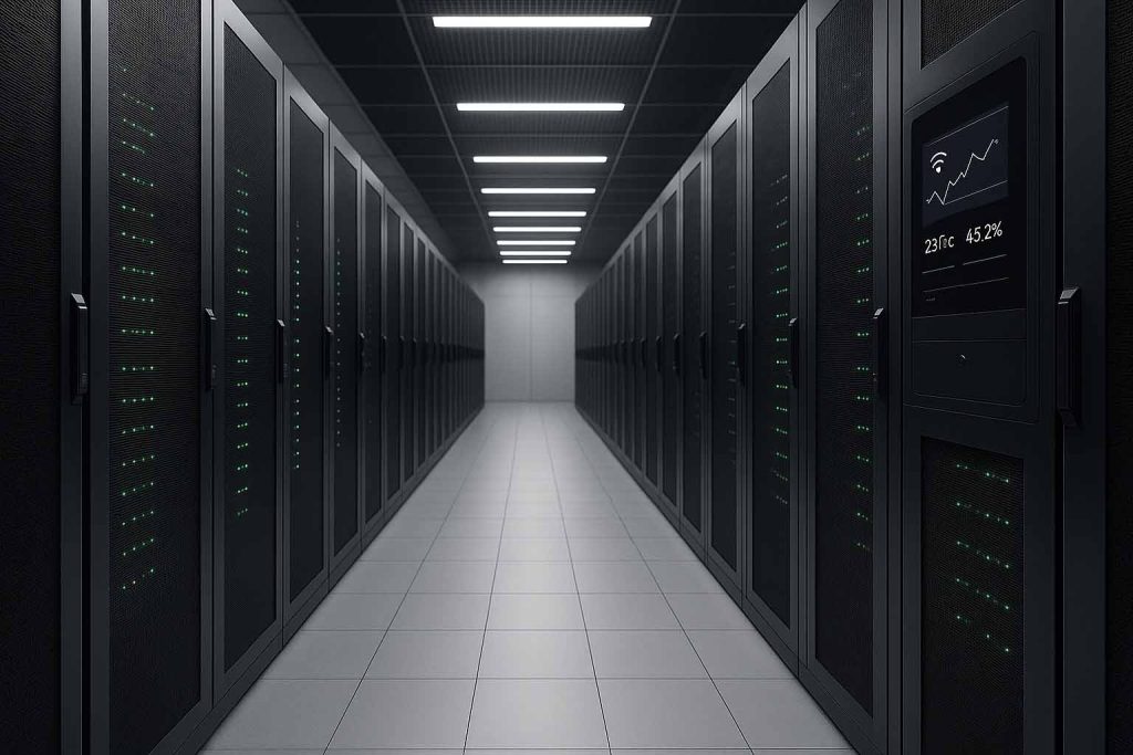tủ rack trong trung tâm dữ liệu