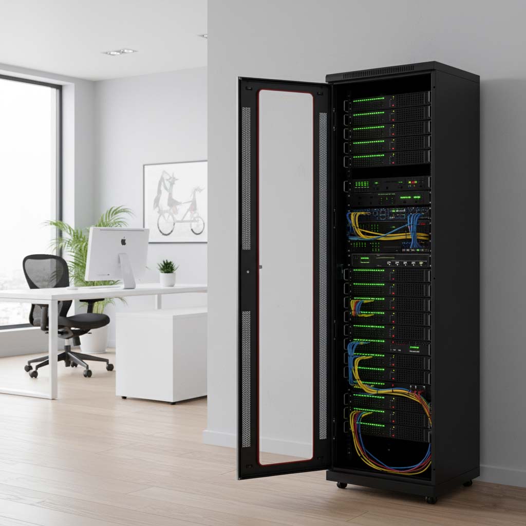 Tủ rack 42u đặt trong văn phòng