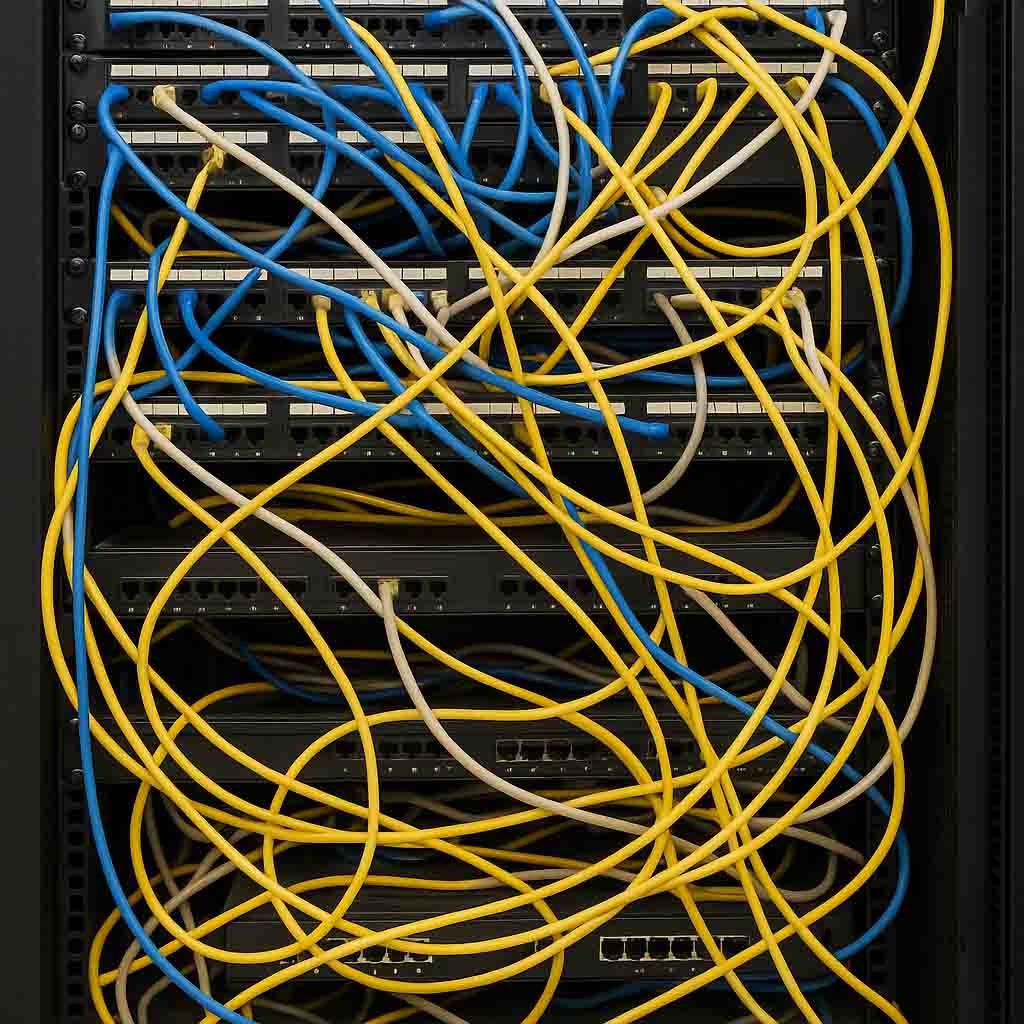 Tủ mang khi không có thanh quản lý cáp