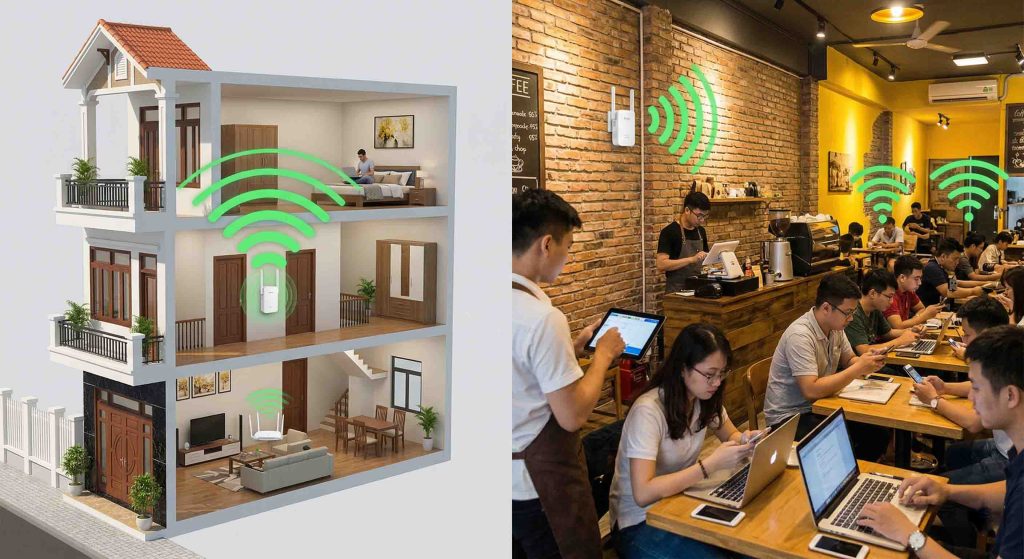 Ứng dụng thực tế tại nhà nhiều tầng và không gian kinh doanh