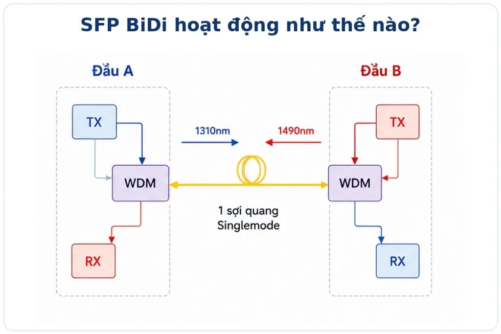 Cách SFP BiDi hoạt động
