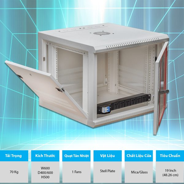 10U D600 (7) Tu-rack-treo-tuong-10U D600-mau-trang-cua-MAXTEL