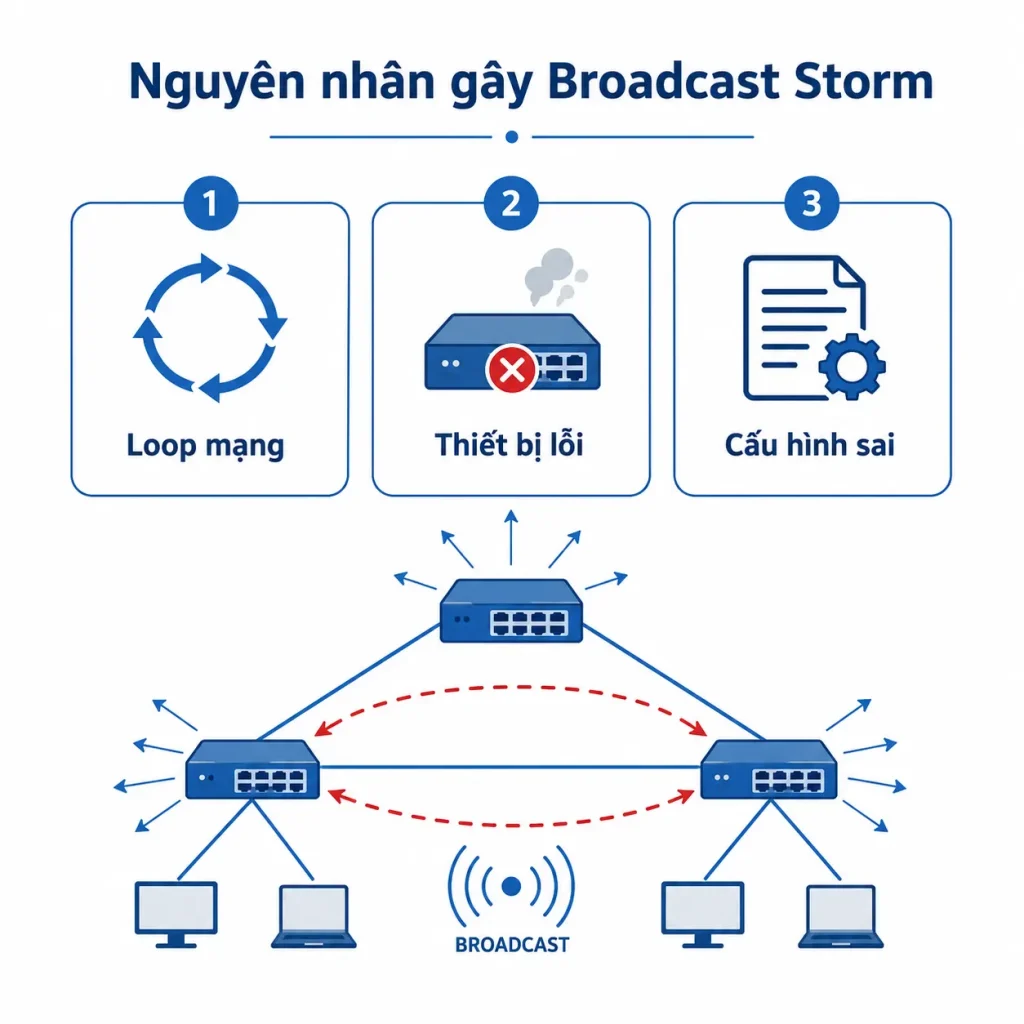 Nguyên nhân gây Broadcast Storm Broadcast-Storm-la-gi