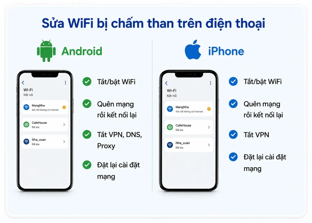 Cách sửa wifi bị chấm than trên thiết bị di động