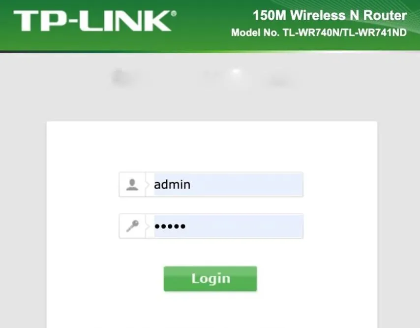Giao diện trình duyệt web của TP-Link