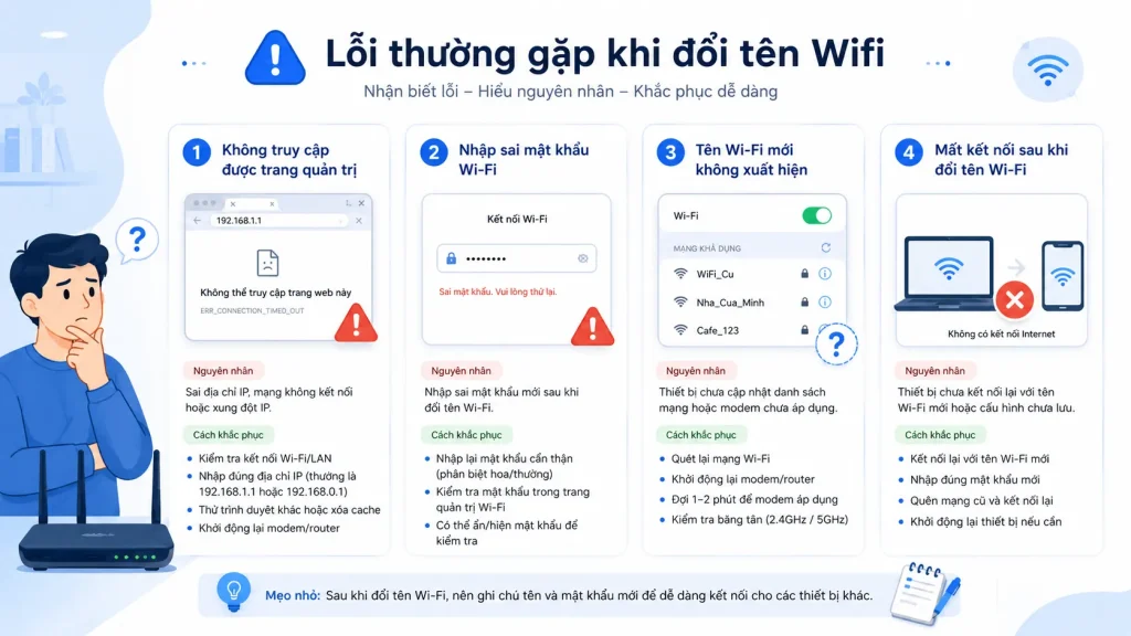 Lỗi thường gặp khi đổi tên wifi