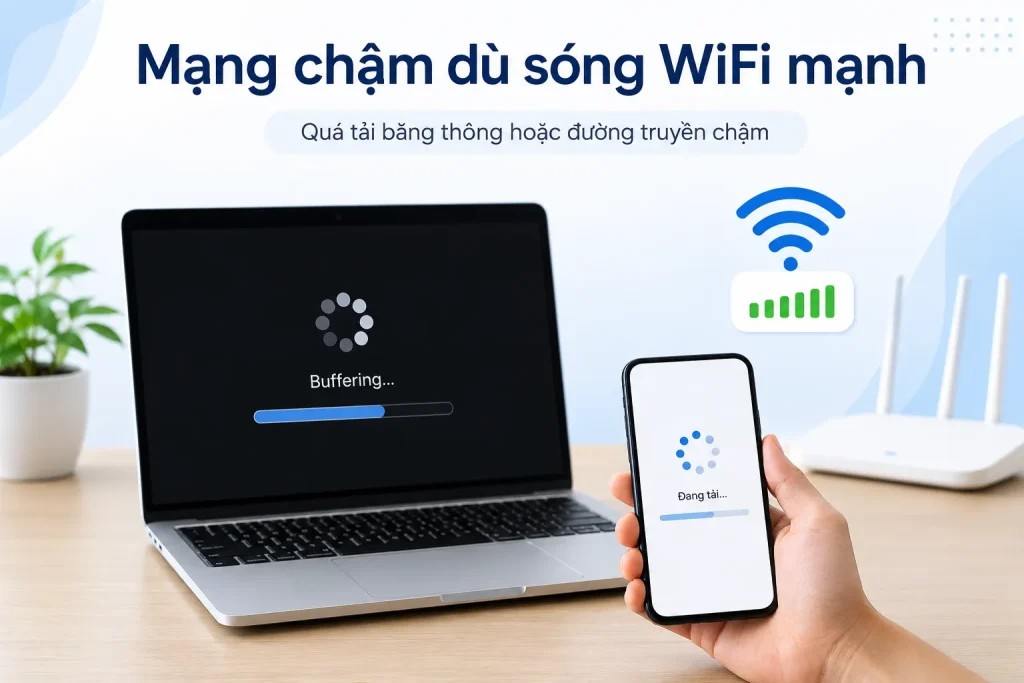 Mạng chậm dù sóng wifi mạnh