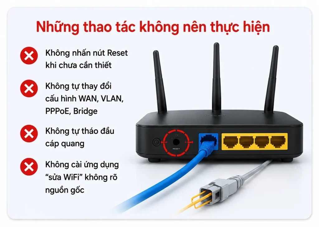Những thao tác không nên thực hiện