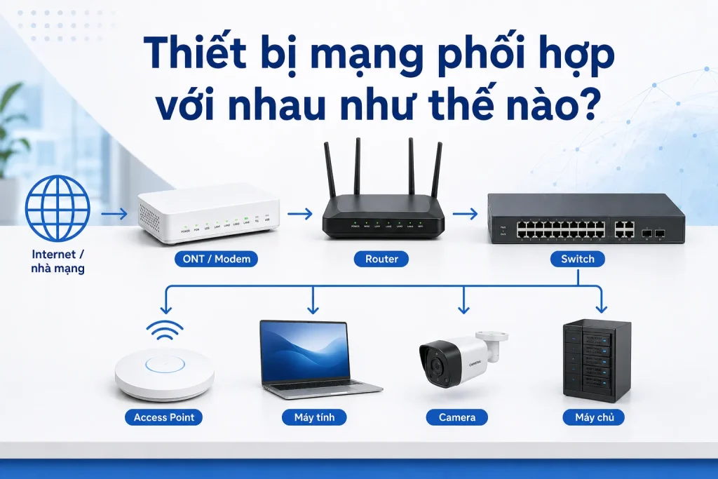 các thiết bị mạng phối hợp như thế nào