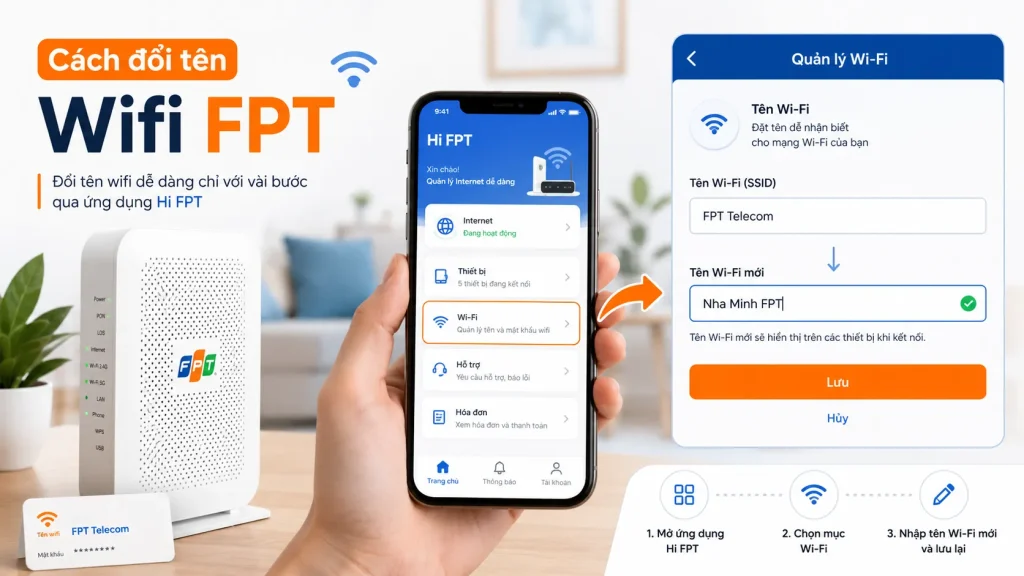 Cách đổi tên wifi FPT