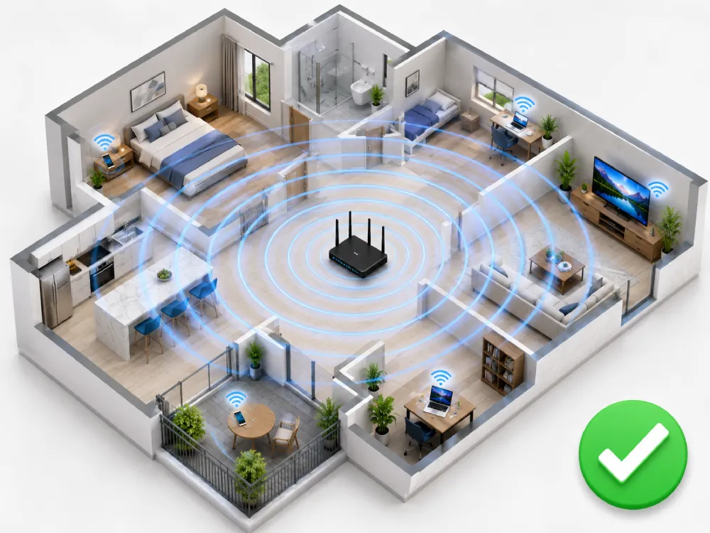 đặt router wifi ở trung tâm