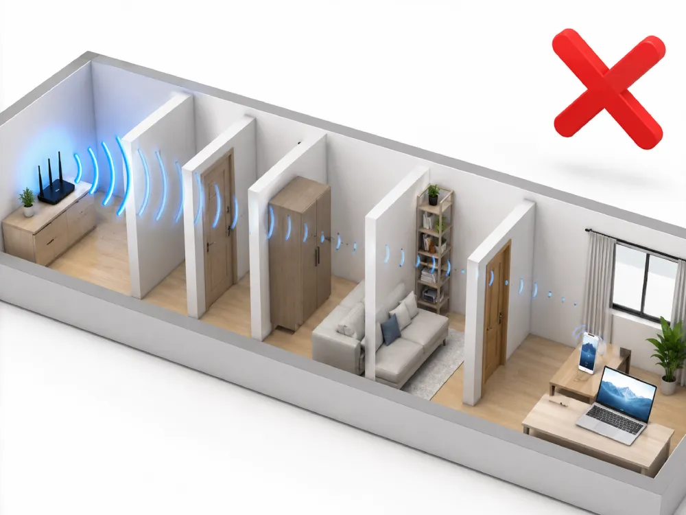 để router wifi xuyên qua nhiều tường hoặc vật cản