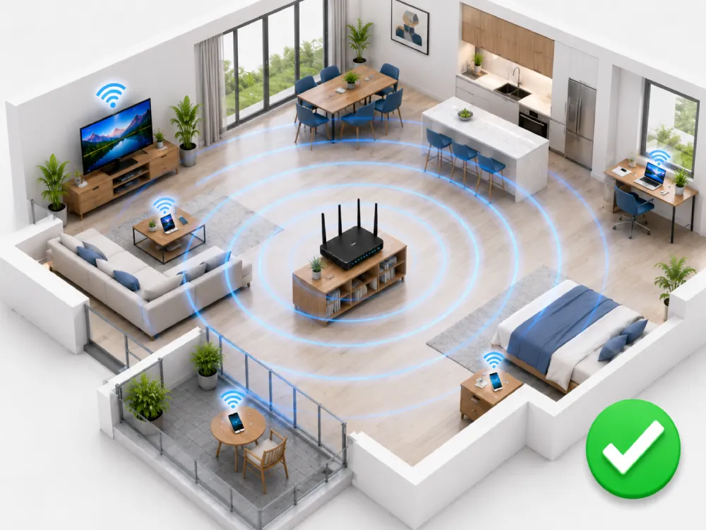 nên đặt router ở vị trí thoáng'