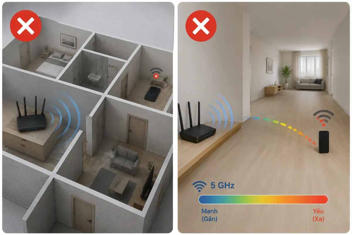 sử dụng wifi 5ghz ở xa thiết bị
